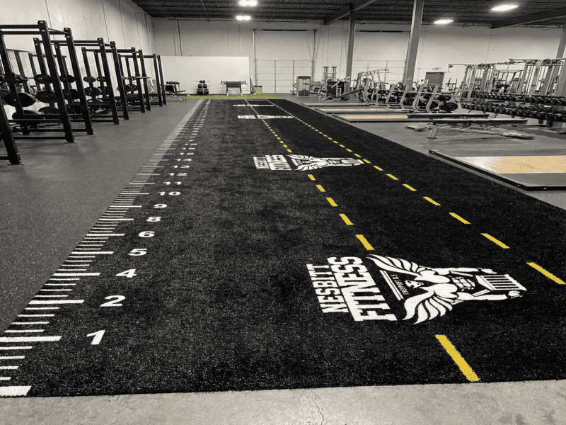 Thermal camera view showing temperature difference in turf shapes